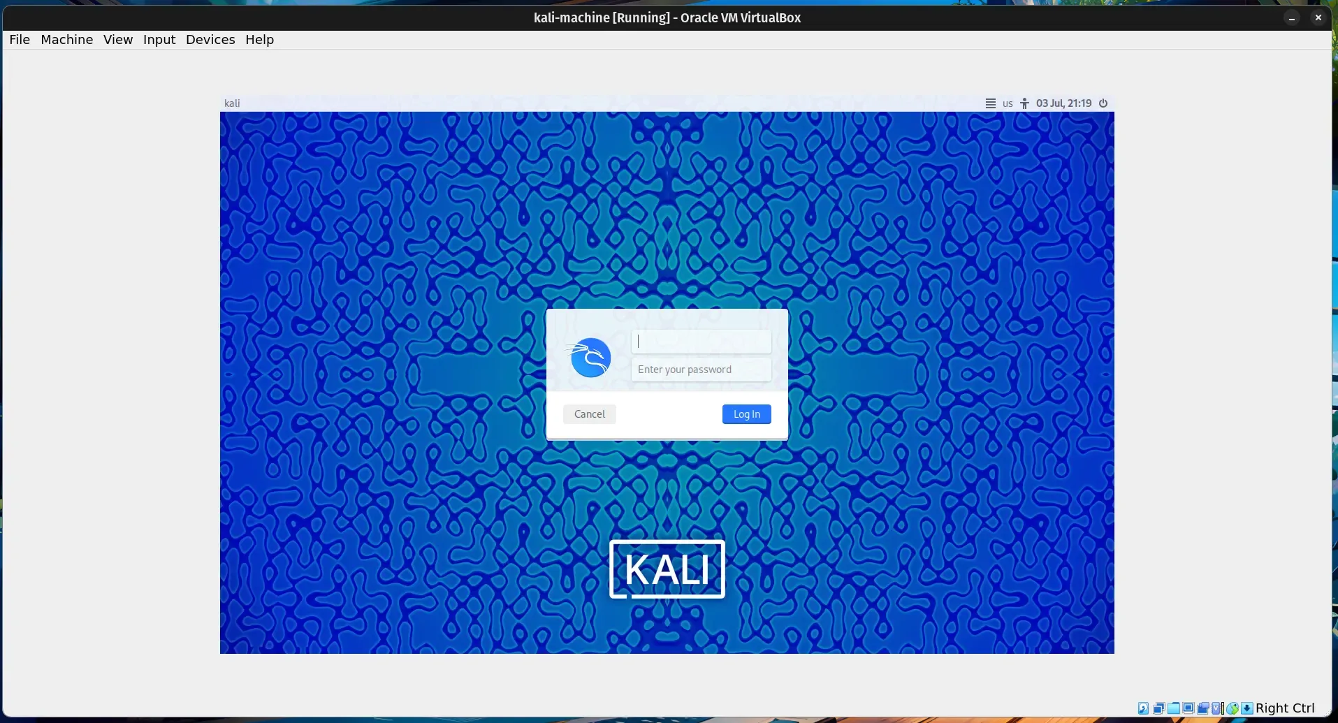 kali up and running